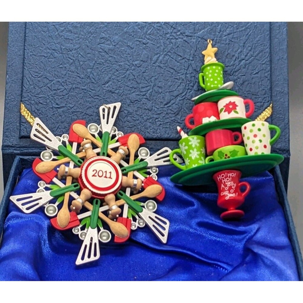 Hallmark Keepsake Ornament Lot 2 Coffee Lovers' Tree 2007, 2011 Savory Snowflake
